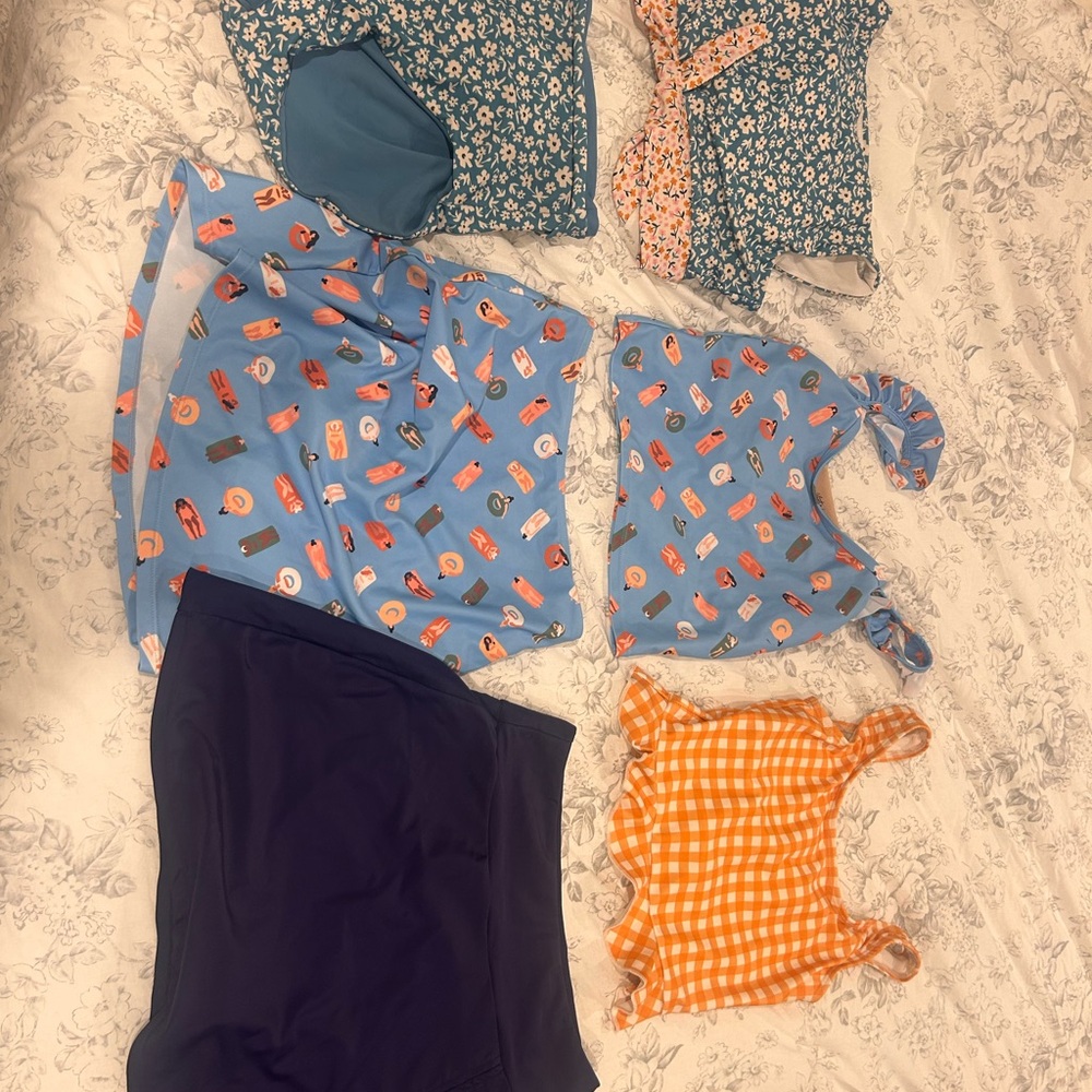 Kortni Jeane Lime Ricki swimsuit lot S XS women tankinis skirt bottoms bundle